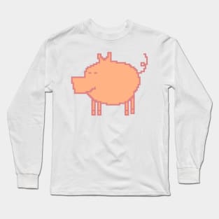 Pixelart Pig Peach Fuzz Pantone Color of the Year 2024 Long Sleeve T-Shirt